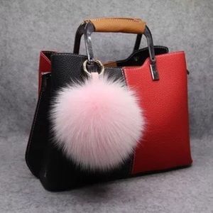 Pompom keychains-Real fox fur-KC001 Pink